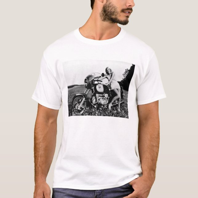 CAMISETA BMWモーターサイクルと美しい女性 (Anverso)