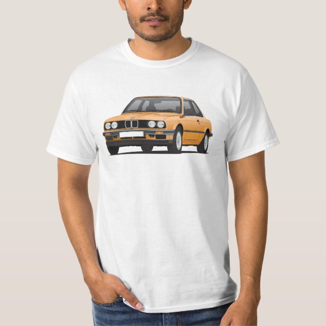 Camiseta BMW E30 (3-series), ilustracion, naranja (Anverso)