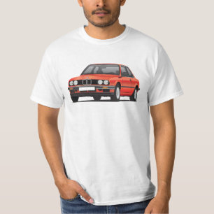 Camiseta BMW E30 (3-series), rojo metálico, ilustracion