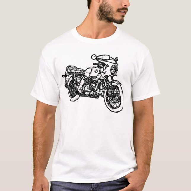 CAMISETA BMW R90 モーターサイクル 切り絵バージョン (Anverso)