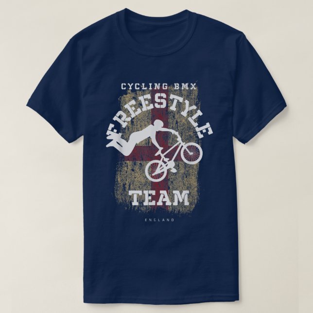Camiseta BMX Bicicleta estilo libre Bandera Inglaterra Cicl (Diseño del anverso)