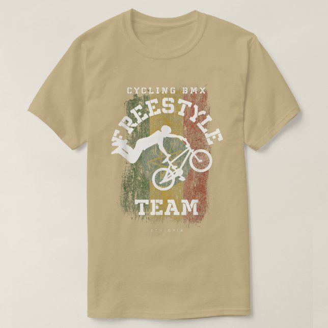 Camiseta BMX Bicicleta estilo libre Etiopía Bandera Ciclism (Diseño del anverso)