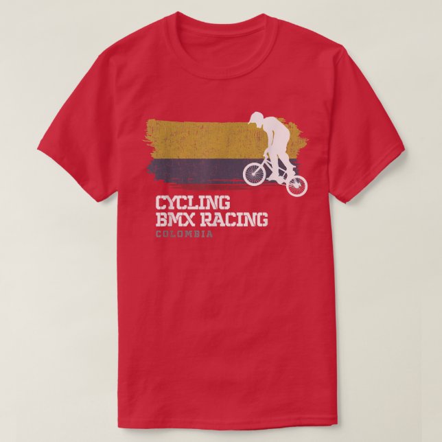Camiseta BMX Bike Colombia Flag Biking Cycling Racing BMX 3 (Diseño del anverso)