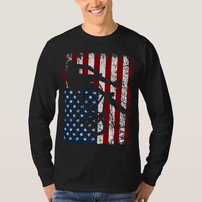 Camiseta BMX Bike Rider BMX Bike  America USA Flag (Anverso)