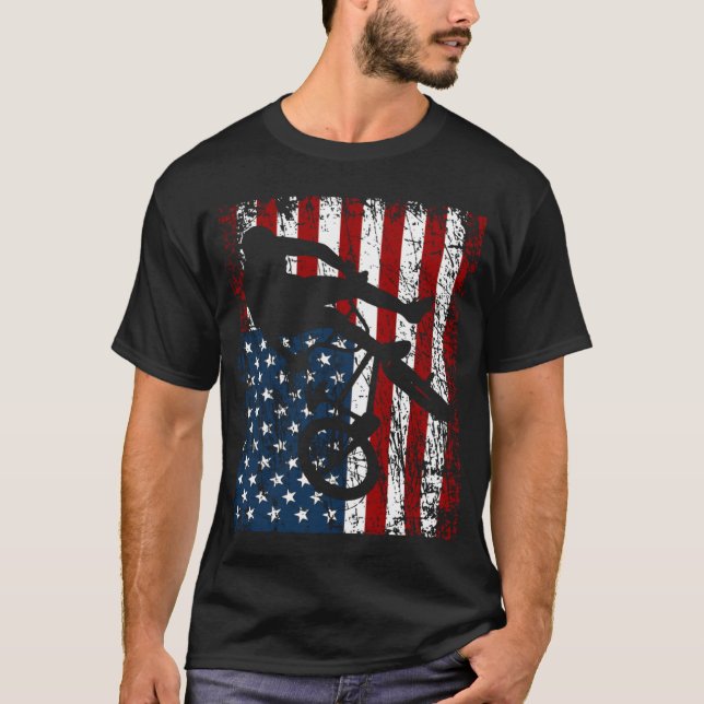 Camiseta BMX Bike Rider BMX Bike  America USA Flag (Anverso)