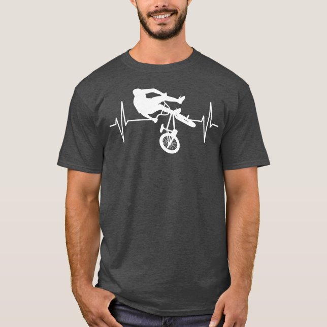 Camiseta BMX Bike Rider Heartbeat Line Motocross BMX (Anverso)