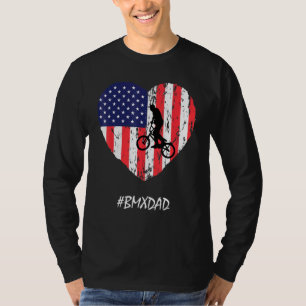 Camiseta Bmx Dad American Flag Heart Vintage
