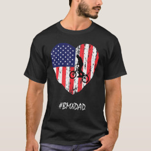 Camiseta Bmx Dad American Flag Heart Vintage