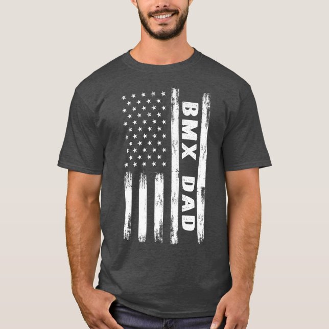 Camiseta BMX Dad Bicicleta Motocross American Flag Grunge (Anverso)