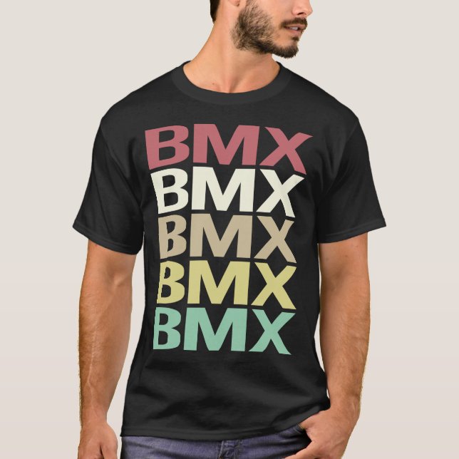 Camiseta BMX de texto colorido (Anverso)