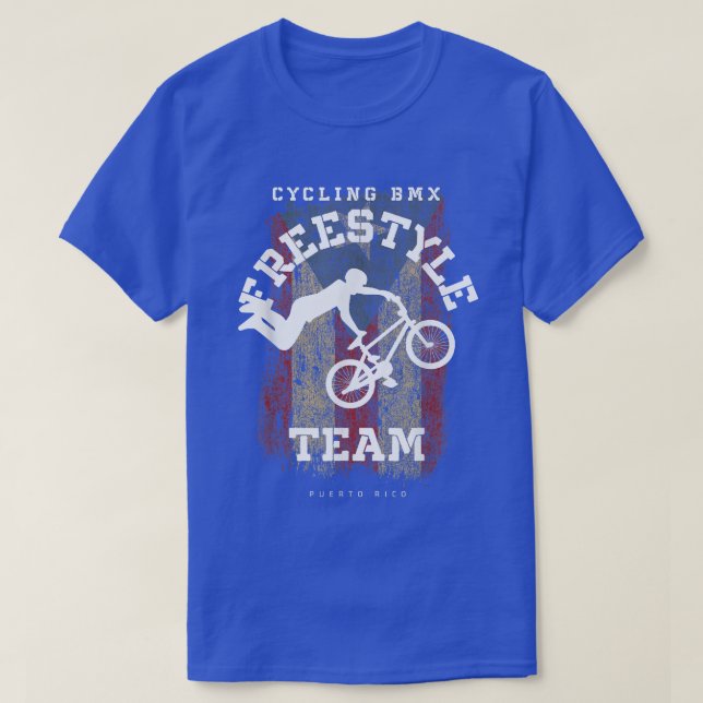 Camiseta BMX Freestyle Bike Puerto Rico Flag Biking Cycling (Diseño del anverso)