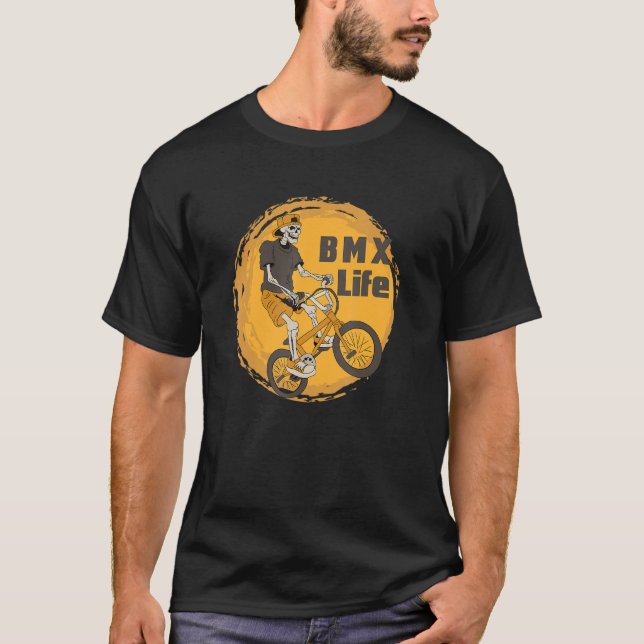 Camiseta BMX Life Skeleton Bicicleta Bicicleta BMX Stunt Di (Anverso)