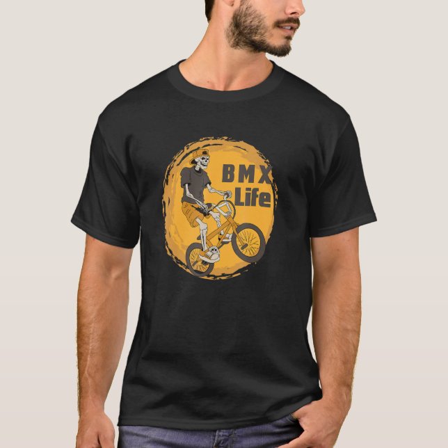 Camiseta BMX Life Skeleton Bicicleta Bicicleta BMX Stunt Di (Anverso)