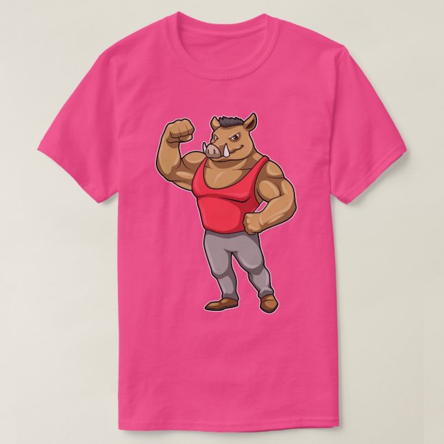 Camiseta Boar Bodybuilder Músculos de Construcción de Cuerp (Diseño del anverso)