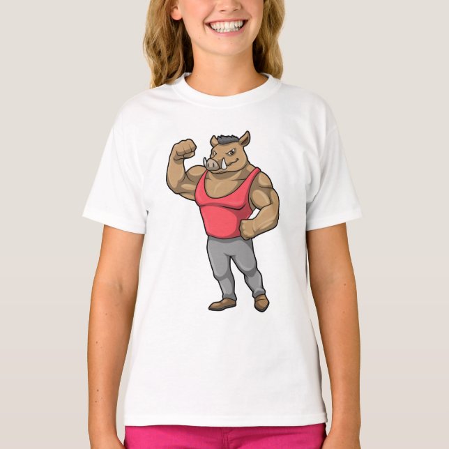 Camiseta Boar Bodybuilder Músculos de Construcción de Cuerp (Anverso)
