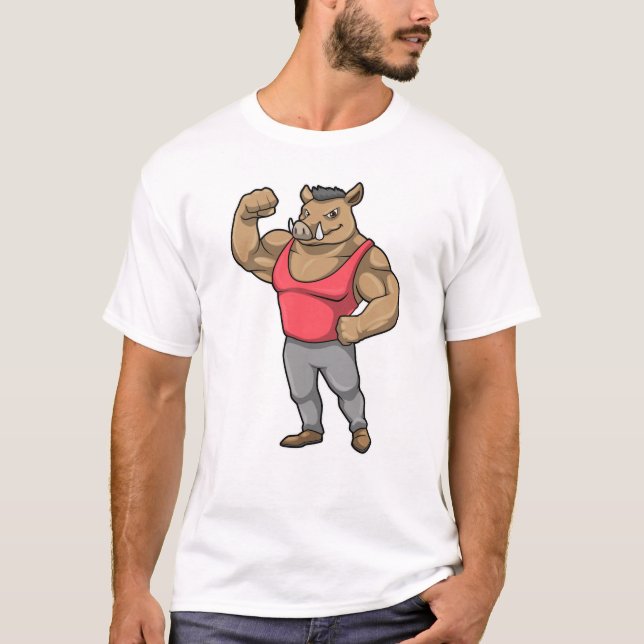 Camiseta Boar Bodybuilder Músculos de Construcción de Cuerp (Anverso)