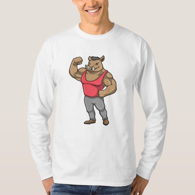 Camiseta Boar Bodybuilder Músculos de Construcción de Cuerp (Anverso)