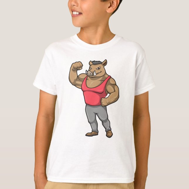 Camiseta Boar Bodybuilder Músculos de Construcción de Cuerp (Anverso)