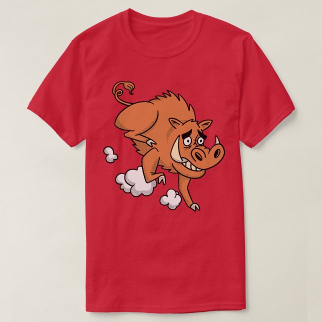 Camiseta Boar Cartoon Running Pig Premium  (Diseño del anverso)