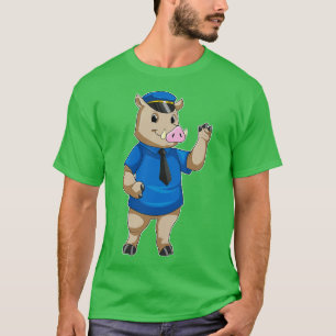 Camiseta Boar como oficial de policía con gorra de policía