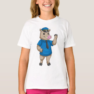 Camiseta Boar como oficial de policía con gorra de policía