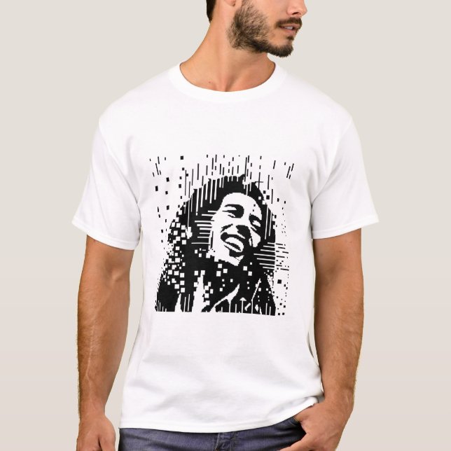Camiseta Bob Marley Pixel Cuadrado (Anverso)