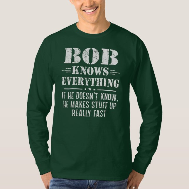 Camiseta Bob Mens Sabe Todo Los Padres Día Fundido Bob (Anverso)