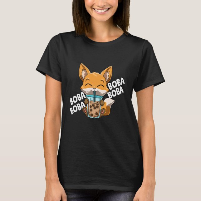 Camiseta Boba Boba Boba Boba Manga Bubble Tea Fox Anime (Anverso)