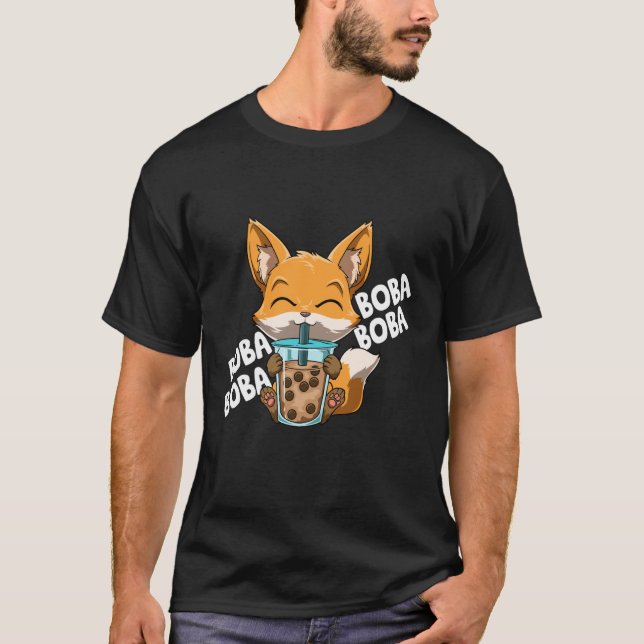 Camiseta Boba Boba Boba Boba Manga Bubble Tea Fox Anime (Anverso)