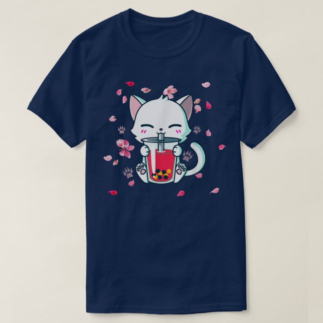 Camiseta Boba Boba Gato Beber Boba Cute Anime Chica Kawai (Diseño del anverso)