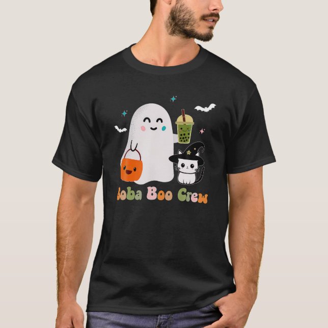 Camiseta Boba Boo Triste Gato Fantasma Bubble Tea Kawaii Ha (Anverso)