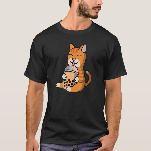 Camiseta Boba Bubble Milk Tea Ginger Cat Mascota (Anverso)
