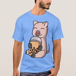 Camiseta Boba Bubble Milk Tea Mini Pig Mascota Premium