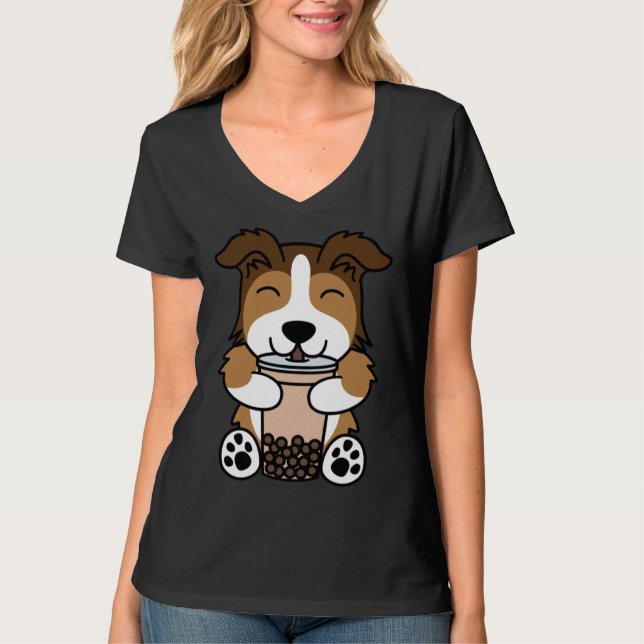 Camiseta Boba Bubble Milk Tea Shetland Sheepdog (Anverso)