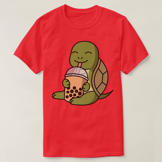 Camiseta Boba Bubble Milk Tea Tortoise Mascota Premium (Diseño del anverso)