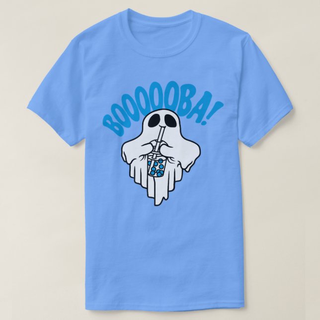 Camiseta Boba Bubble Tea bebiendo Fantasma Funny Booooba Ha (Diseño del anverso)