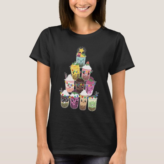 Camiseta Boba Bubble Tea Christmas Tree (Anverso)