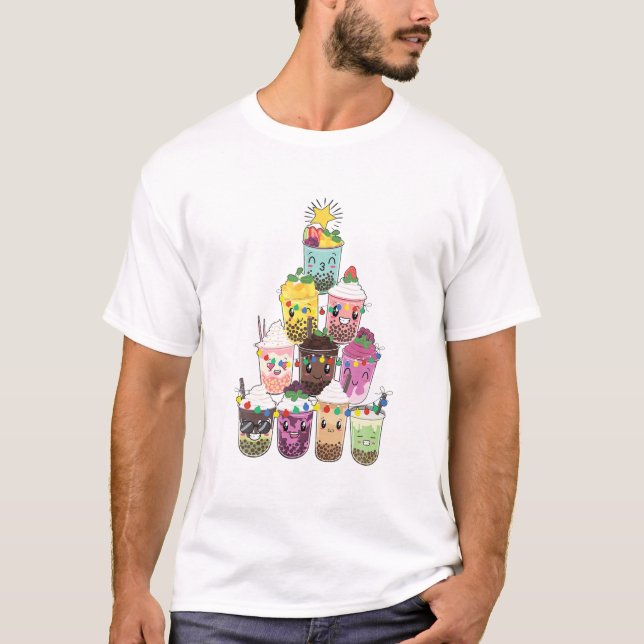 Camiseta Boba Bubble Tea Christmas Tree (Anverso)