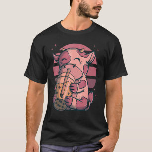 Camiseta Boba Bubble Tea Cows Pink Sunset