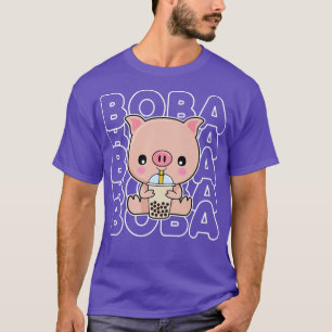 Camiseta Boba Burbuja Leche Té Cute Anime Kawaii Piggy T