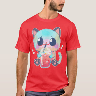 Camiseta Boba Cat Bebe Bubble Tea Anime Neko Kawaii