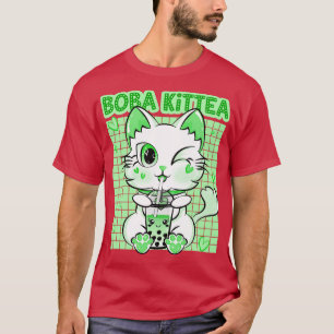 Camiseta Boba Cat Beber Boba Kitten Kawaii Kitt Japonés