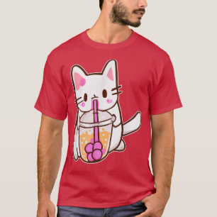 Camiseta Boba Cat Beinking Bubble Tea Anime Neko Kawaii 111