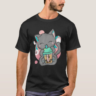 Camiseta Boba Cat Boba Tea Bubble Kawaii Anime Cat Kawa