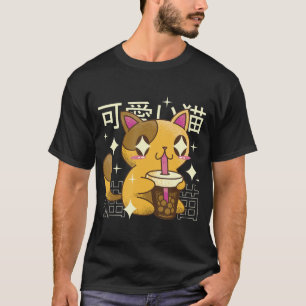Camiseta Boba Cat Kawaii Anime Chicas de comida japonesa