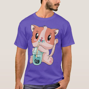Camiseta Boba Cat Tea Bubble Tea Anime Kawaii Neko Kids Tee