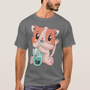 Camiseta Boba Cat Tea Bubble Tea Anime Kawaii Neko Kids Tee