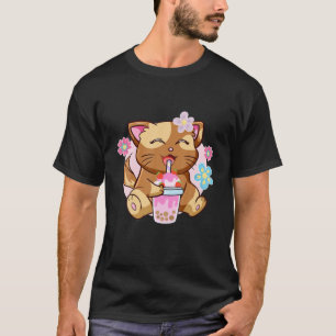 Camiseta Boba Cat Tea Neko Chica Teen Bubble Kawaii Anime J