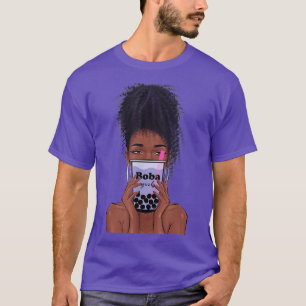Camiseta Boba Chica negro burbuja té Anime Kawaii Cute Boba