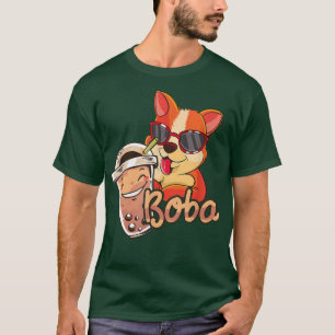 Camiseta Boba Corgi beber té de burbuja Anime Manga Kawaii
